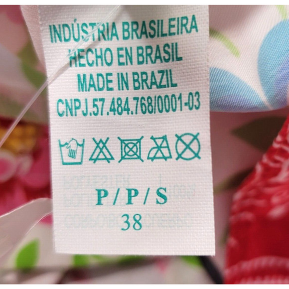 Agua Doce Swimsuit Cover Shorts Womens Small Red White Floral Snap Pocket New - Picture 4 of 12